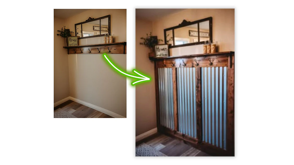 Finished corrugated metal interior accent project
