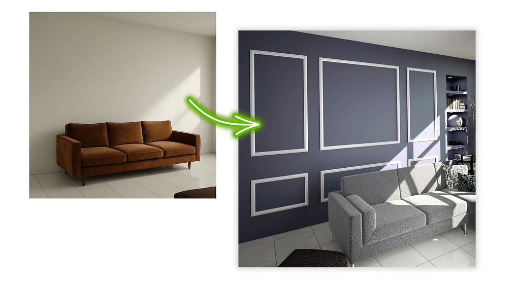 Timber and Tin picture frame molding wall project 3