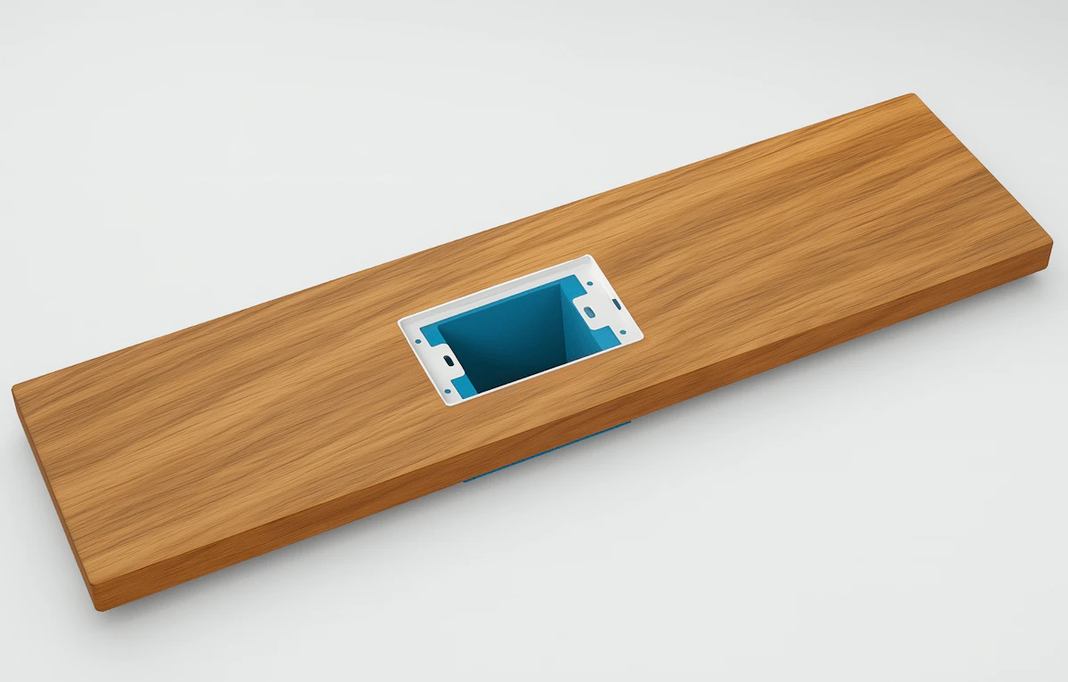 Single gang Smoothline flush wall plate with outlet finished