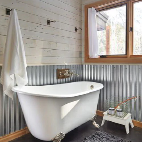 Corrugated metal wall treatment