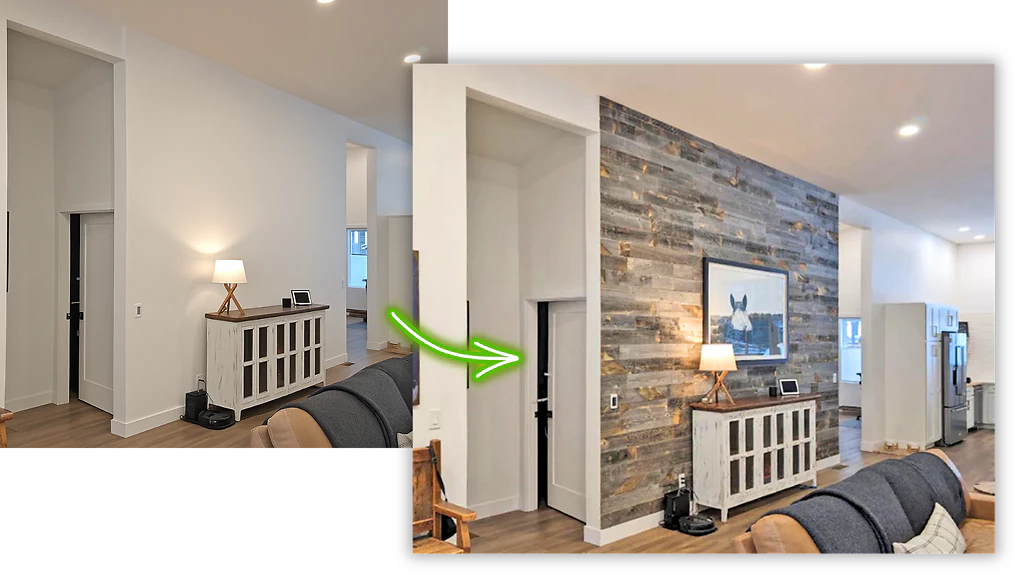 Timber and Tin shiplap accent wall project 3