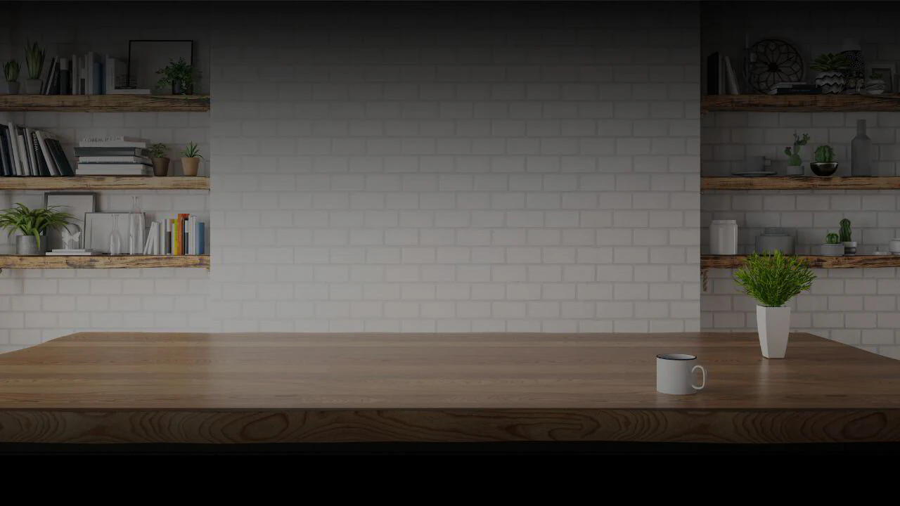 Bright farmhouse kitchen with wood counter and open shelving