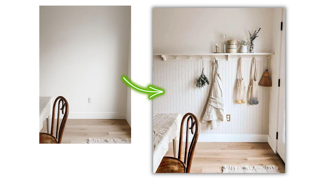 Timber and Tin beadboard wall project 1