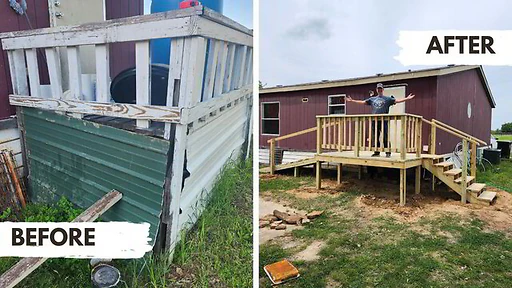 Before and after handyman repair project