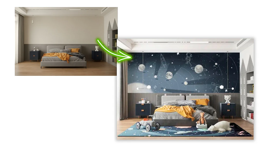 Timber and Tin wallpaper accent wall project 2