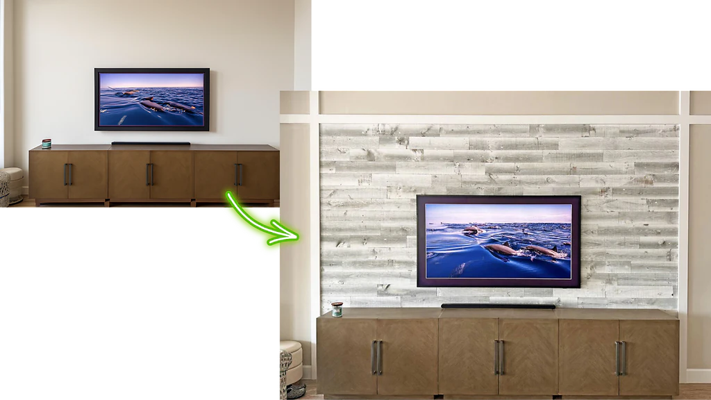 Timber and Tin shiplap accent wall project 2