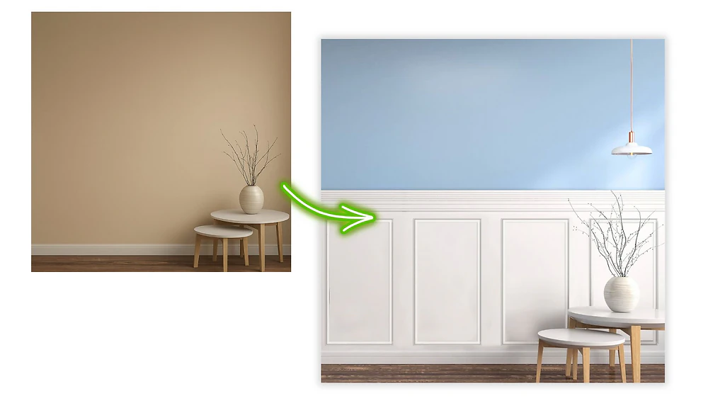 Timber and Tin picture frame molding wall project 1
